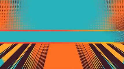 Leinwandbilder - Design a pop art-inspired layout with two horizontal bars in electric blue and neon orange suitable for text placement  AI generated illustration