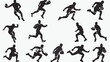 Rugby sports athlete silhouettes. Good use for symbol