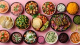 Fototapeta Młodzieżowe - Festive Array of Mexican Cuisine Delights on Vibrant Table Spread