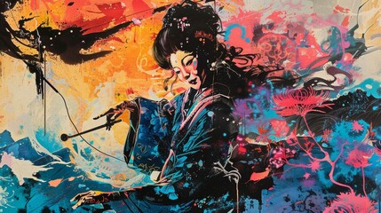 Aufkleber - Evolving traditional art forms through digital adaptation  AI generated illustration