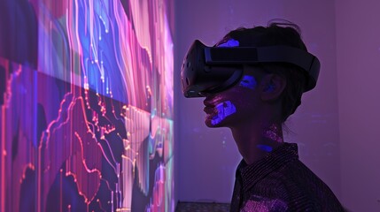 Fototapete - Experimenting with virtual reality in art creation  AI generated illustration