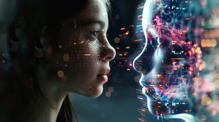 Aufkleber - Exploring the relationship between humans and AI in art creation  AI generated illustration