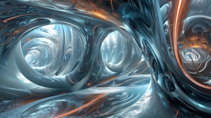 Aufkleber - Futuristic technology and abstract shapes in a surreal setting  AI generated illustration