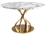 Fototapeta Zwierzęta - A modern small and round marble table isolated on a white background