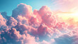 A beautiful pink and blue sky with fluffy clouds