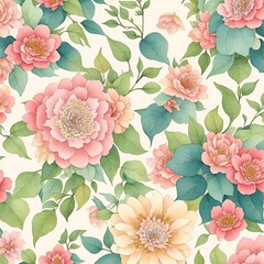 seamless pattern with pink flowers