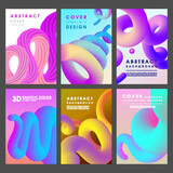 Fototapeta Sypialnia - Modern design posters. Abstract colored shapes templates for cover placard wavy dynamic lines recent vector design with place for text