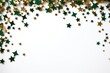 green stars frame border with blank space in the middle on white background festive concept celebrations backdrop with copy space for text photo or presentation