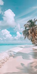 Sticker - beach with palm tree