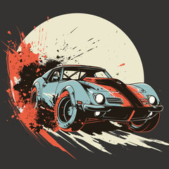 Poster - vintage sports car on a grunge background. Vector illustration.