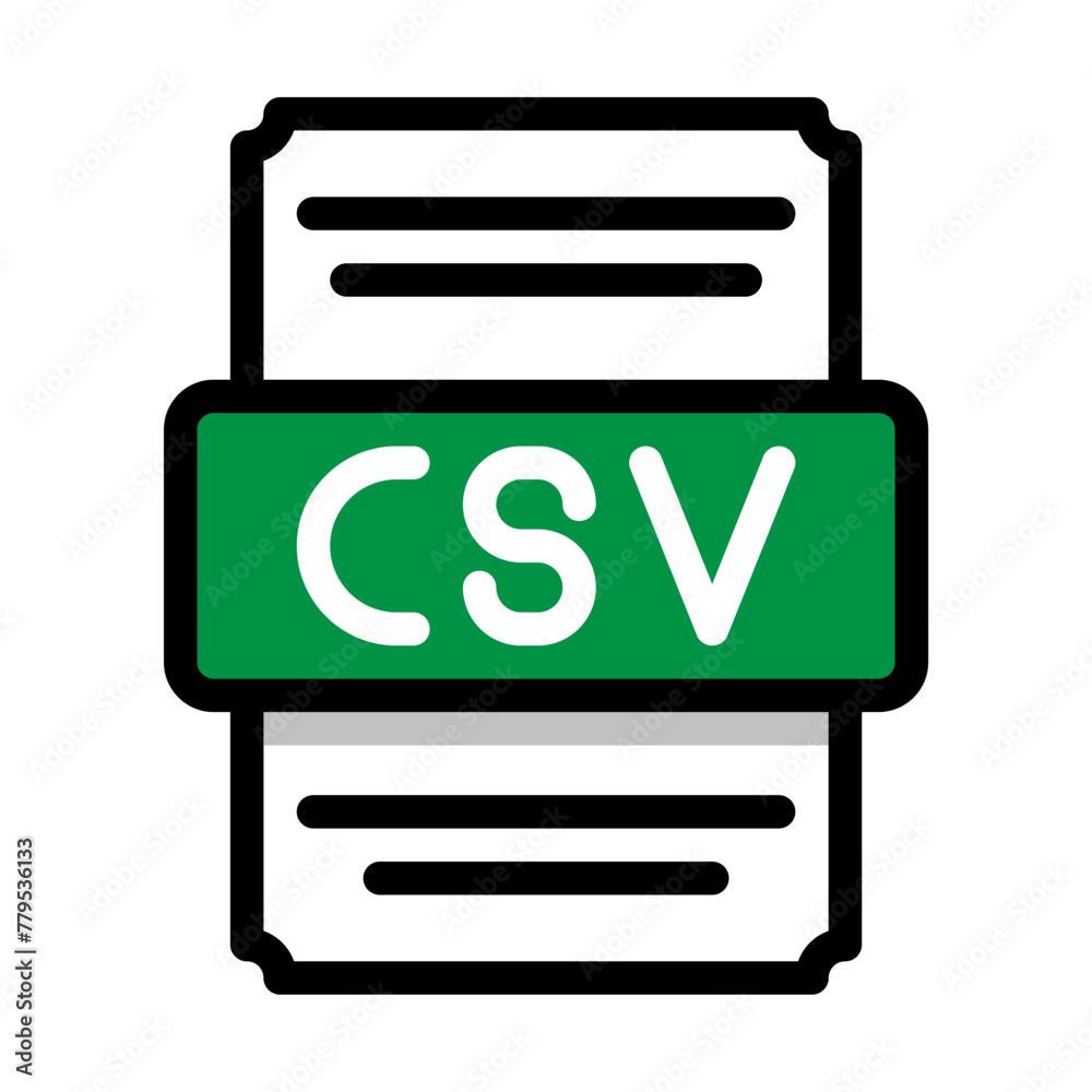 Document file format csv spreadsheet icon. with outline and color in ...