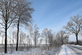 Fototapeta Miasto - Winter view of Warmia, Poland.