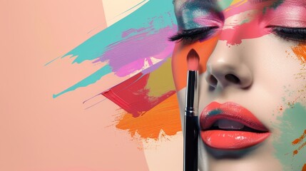 Aufkleber - An abstract representation of the beauty industrys impact on self-esteem  AI generated illustration