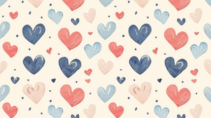 Poster - Dainty hearts in a repeating pattern  AI generated illustration