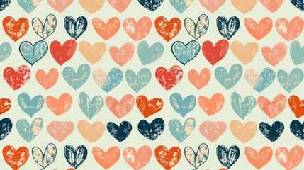 Poster - Dainty hearts in a repeating pattern  AI generated illustration