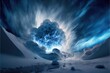 AI generated illustration of a magical vibrant storm in the North pole