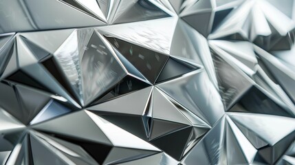 Aufkleber - Diamond shapes in a metallic silver hue  AI generated illustration