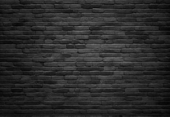 Black brick wall background texture. AI generative