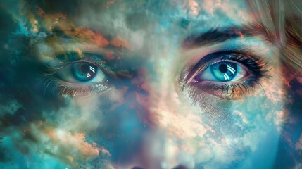 Fototapete - Enigmatic eyes in a surreal arrangement  AI generated illustration