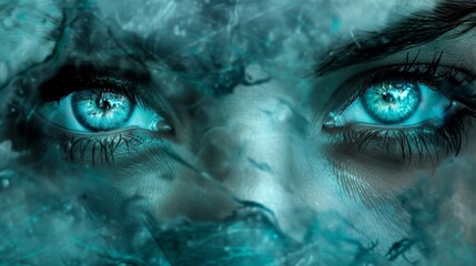 Aufkleber - Enigmatic eyes in a surreal arrangement  AI generated illustration