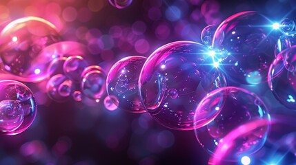Aufkleber - Glowing orbs in a digital style  AI generated illustration