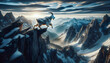 for advertisement and banner as Alpine Adventure A mountain goat navigates steep alpine cliffs showcasing agility and survival. in Pet Behavior theme ,Full depth of field, high quality ,include copy s