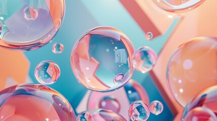Aufkleber - Playful bubbles in a geometric layout  AI generated illustration