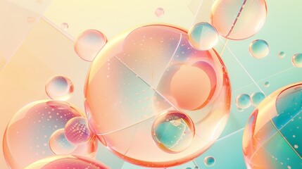 Aufkleber - Playful bubbles in a geometric layout  AI generated illustration