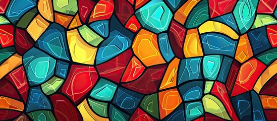 Canvas Print - A closeup of a vibrant stained glass window showcasing intricate patterns and a variety of tints and shades, creating a stunning art fixture in the building material of glass, forming circles