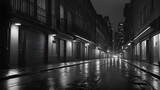 Fototapeta Uliczki - a narrow street lined with buildings and lights in a city at night