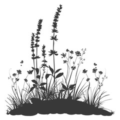 Wall Mural - Silhouette lavender flower in the ground black color only