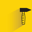 hammer icon with shadow on yellow background