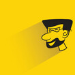 beard man face with shadow on yellow background