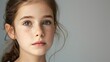 © pinkrabbit - portrait of a beautiful young caucasian white American model teen girl looking forward. child ad with copy space, children, beauty, pretty