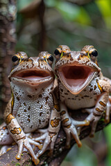 Poster - Frogs that sing with the voices of the trees, their chorus guiding lost travelers to safety.