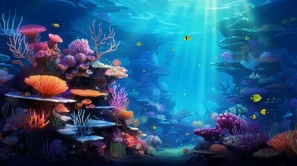 Wall Mural - Vibrant AI-generated Illustration of Oceanic Life Underwater