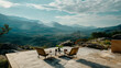 terrace styled after Hierve el Agua, with rocky elements and panoramic views
