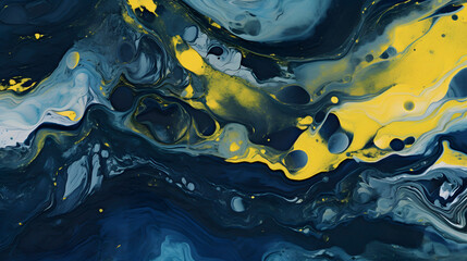 Artistic blue and yellow swirl paint abstract graphic poster web page PPT background