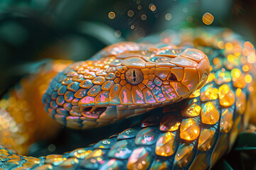 Poster - Serpents with scales that shimmer like solar panels, basking in the sunlight to charge their radiant