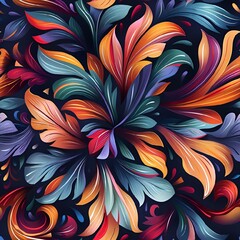 Wall Mural - AI generated illustration of vibrant and colorful flowers against a black backdrop