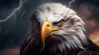 AI-generated illustration of A majestic bald eagle in the rain