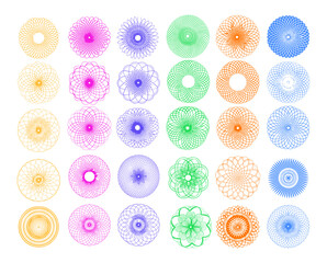 Poster - money watermarks vector set. geometric circles ovals authenticity originality banknotes tags, elemen