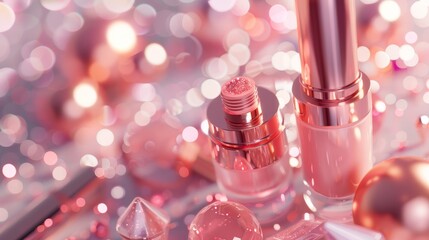 Poster - A crystal glass bokeh background for cosmetic product displays. 3D rendering.