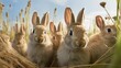AI-generated illustration of adorable baby rabbits are looking directly at the camera with curiosity