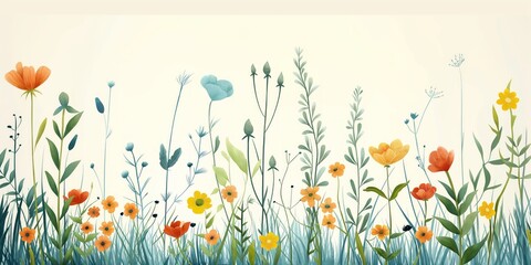 Wall Mural - AI generated illustration of A sketch of flowers on textured watercolor paper