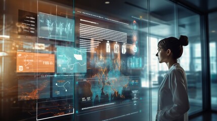 Poster -  AI analyzes patient health data to track treatment outcomes. Anxious atmosphere The results help doctors ensure patients are receiving effective treatment.