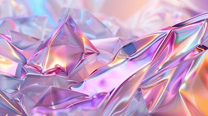 Poster - featured in a 3d rendering are an abstract geometric crystal background, iridescent texture, faceted