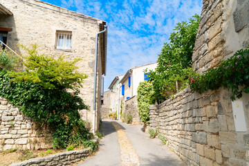 Wall Mural - beautiful old towncosy street with stairs of Provence at summer day, France