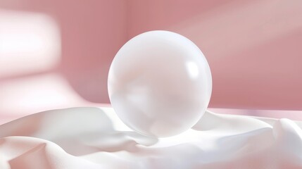 Leinwandbilder - 3D rendering of a beauty fashion background with floating white sphere.