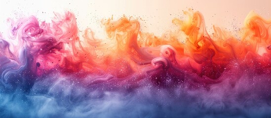 Sticker - Vibrant magenta clouds fill the sky, resembling a painting in motion. The colorful smoke dances in the air, creating a unique watercolor landscape